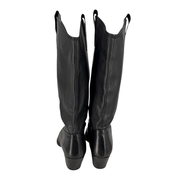 Zara Tall Western Leather Boots Black Womens Size 7.5 Point Toe Cowgirl - Picture 5 of 16